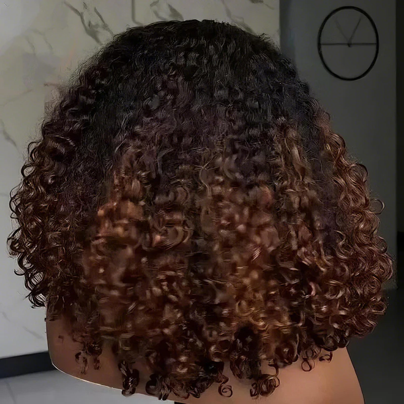 Amanda 7x5/13×6 HD Glueless Lace 300% Density Deep Curly Wig | Ombre Brown & Dark Reddish Brown - Image 3