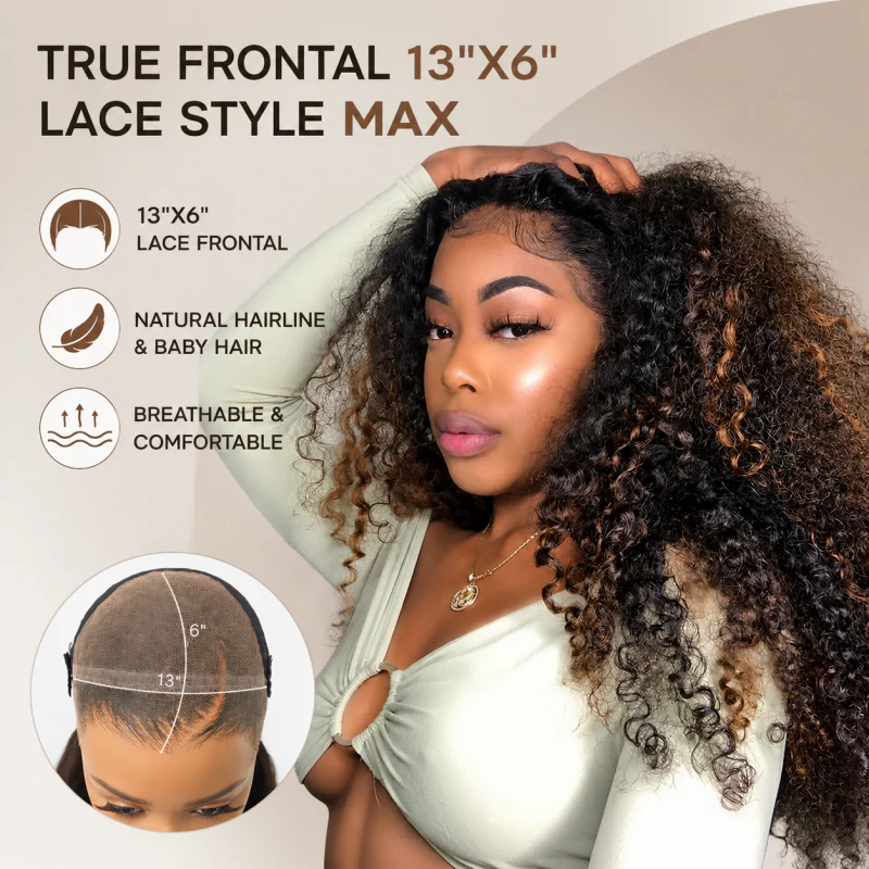 Amanda 7x5/13×6 HD Glueless Lace 300% Density Deep Curly Wig | Ombre Brown & Dark Reddish Brown - Image 5