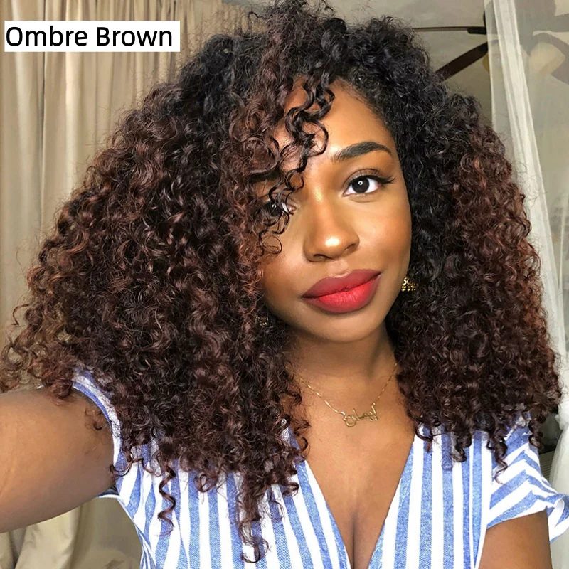 Amanda 7x5/13×6 HD Glueless Lace 300% Density Deep Curly Wig | Ombre Brown & Dark Reddish Brown - Image 6