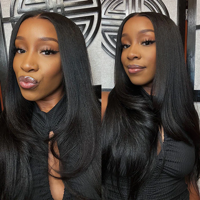$100 Off Full $101| Yaki Straight Throw On & Go Glueless Butterfly Layered Haircut Lace Wig Flash Sale - Image 4
