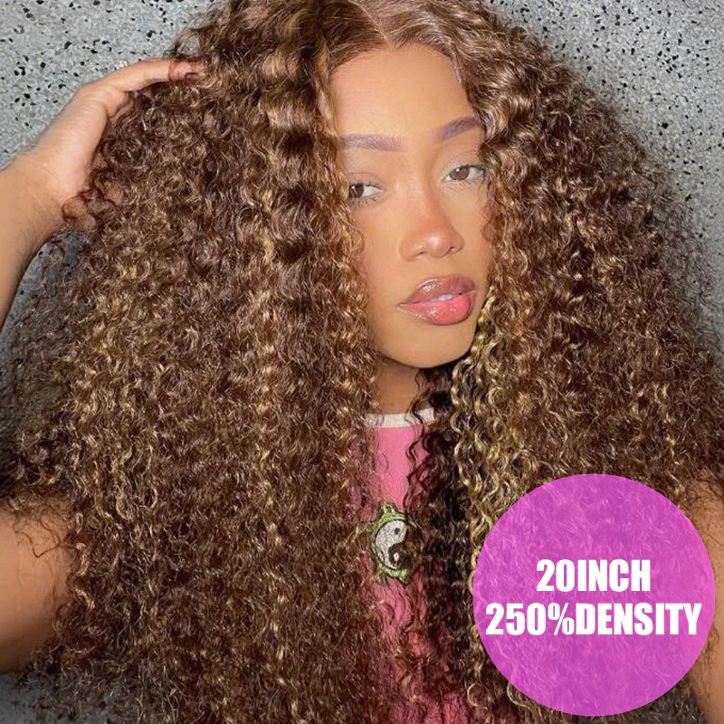 13x4 HD Lace Burmese Curly Glueless Wig Honey Blonde Highlight 250% Density Human Hair - Image 16