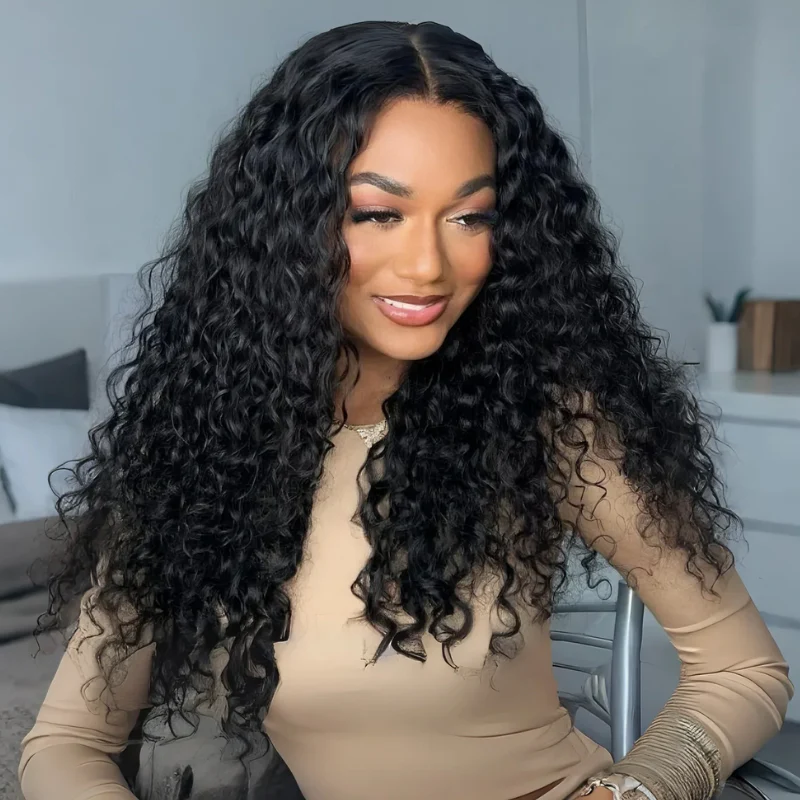 $199=28'' | Pre Everything Water Wave 13x6 Full Lace Frontal Glueless Invisible Drawstring HD Transparent Lace Wig Flash Sale-Amanda Hair - Image 4
