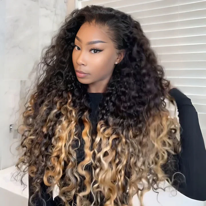 2 Wigs=$199 | 20'' Ombre Honey Blonde Glueless Curly Wig+20" Pre-everything Straight Wig Flash Sale - Image 3