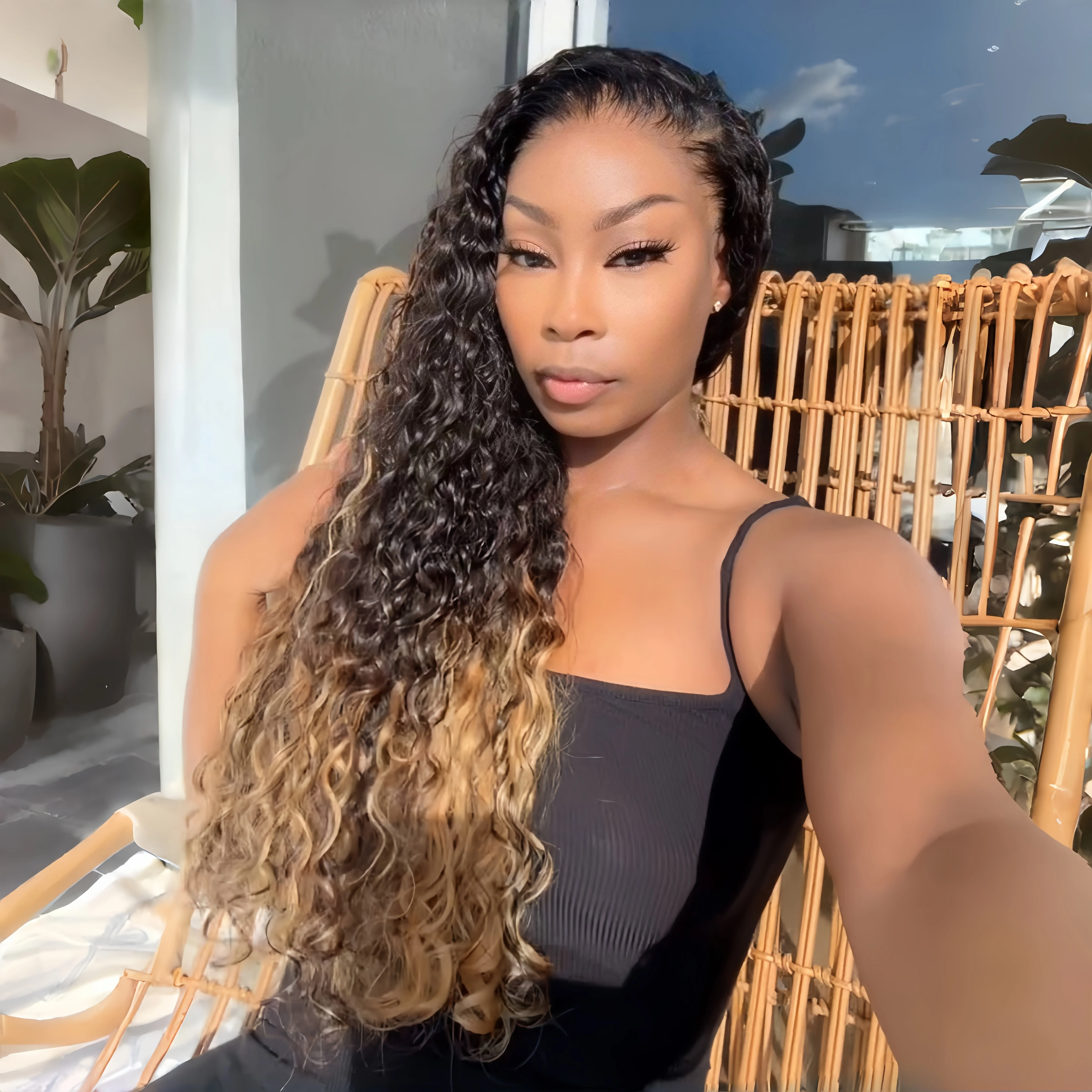 2 Wigs=$199 | 20'' Ombre Honey Blonde Glueless Curly Wig+20" Pre-everything Straight Wig Flash Sale - Image 4