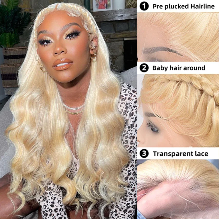 24H Fast Shipping | 613 Blonde Body Wave 13x4 HD Lace Wig Virgin Human Hair Wigs Flash Sale - Image 3