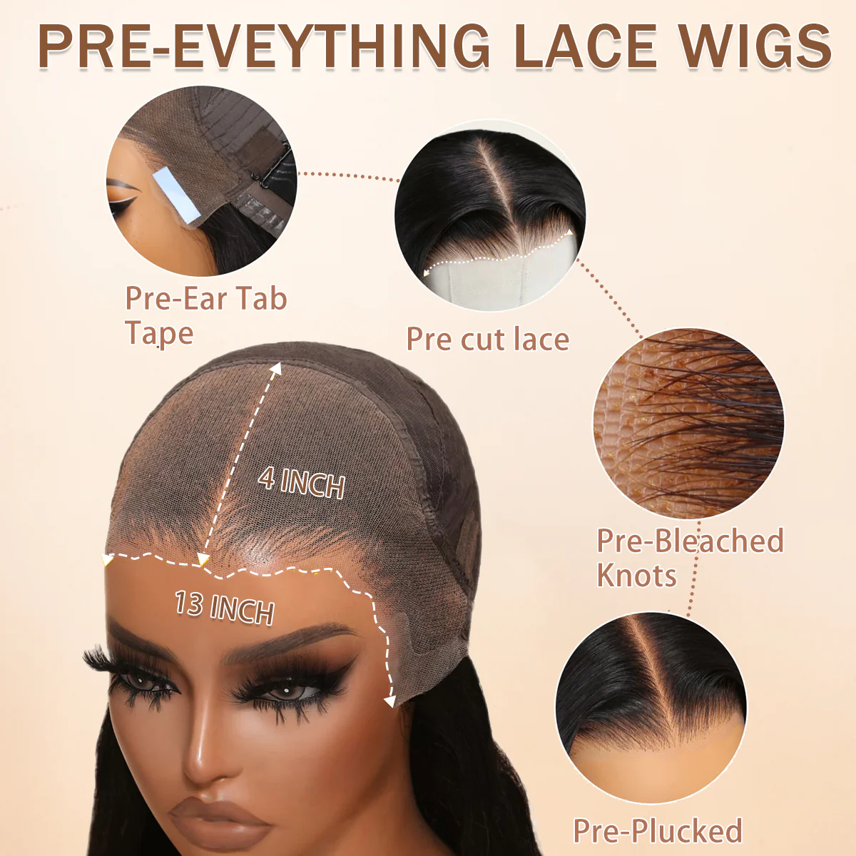 Body Wave Put On & Go Ombre Brown Invisible Drawstrings Pre-Cut HD Transparent Lace Glueless Wig-Amanda Hair - Image 5