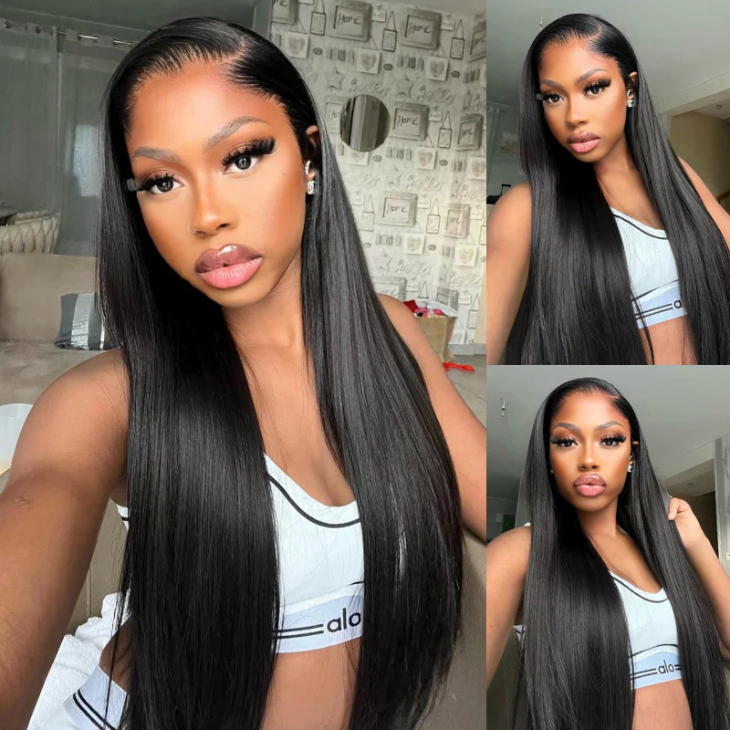 300% Density Long Straight Pre Everything Lace Wig New No Slip Silky Put On & Go Human Hair Wigs with Invisible Drawstring - Amanda Hairs - Image 2