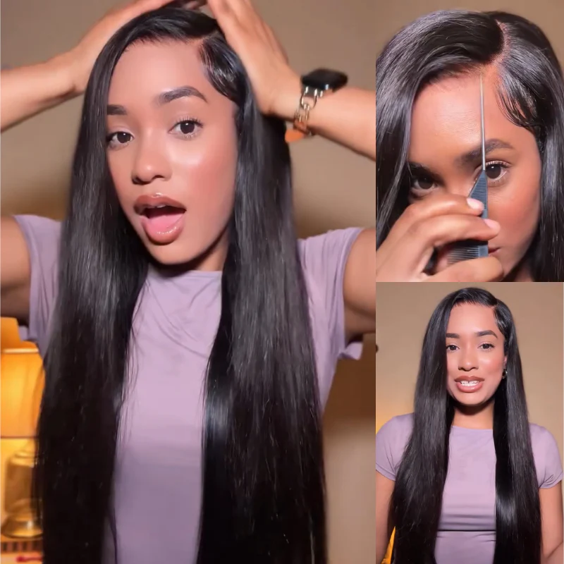 250% Density Double Drawn Straight Glueless HD Lace Wig - 7x5/13x6 Human Hair - Image 5
