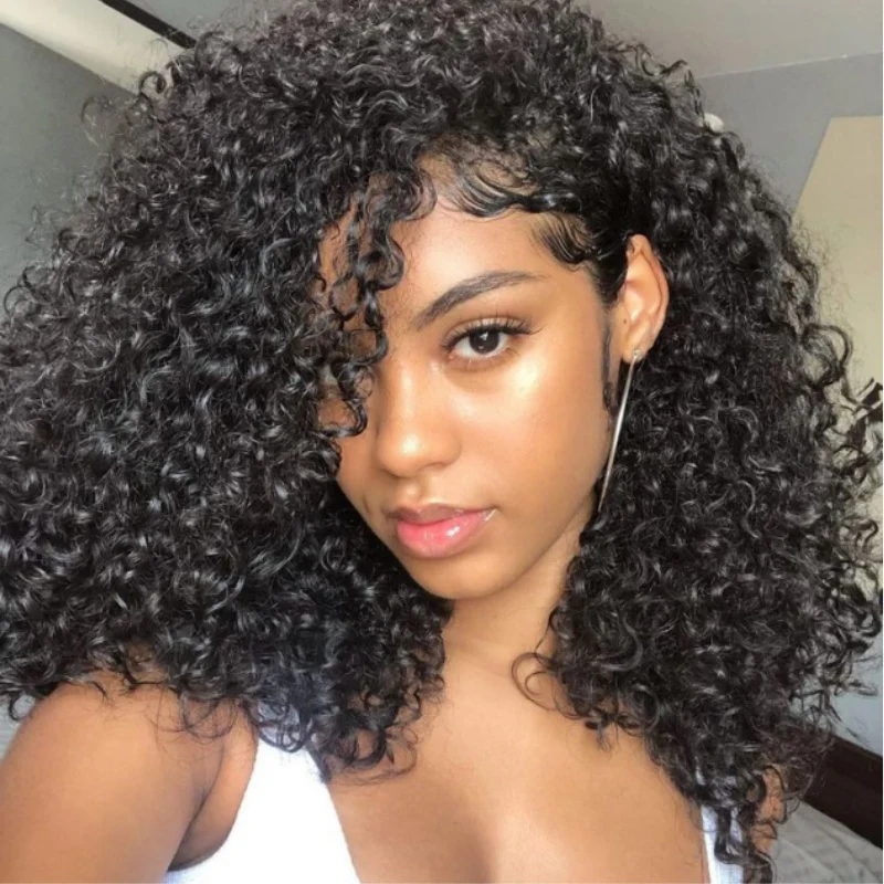 3 In 1 Half Wig | 300% Density Double Drawn Glueless Curly Human Hair Wig With Drawstring - Image 10