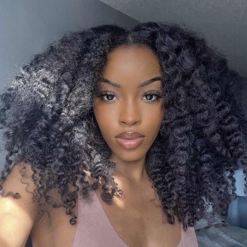 3 In 1 Half Wig | 300% Density Double Drawn Glueless Curly Human Hair Wig With Drawstring - Image 11