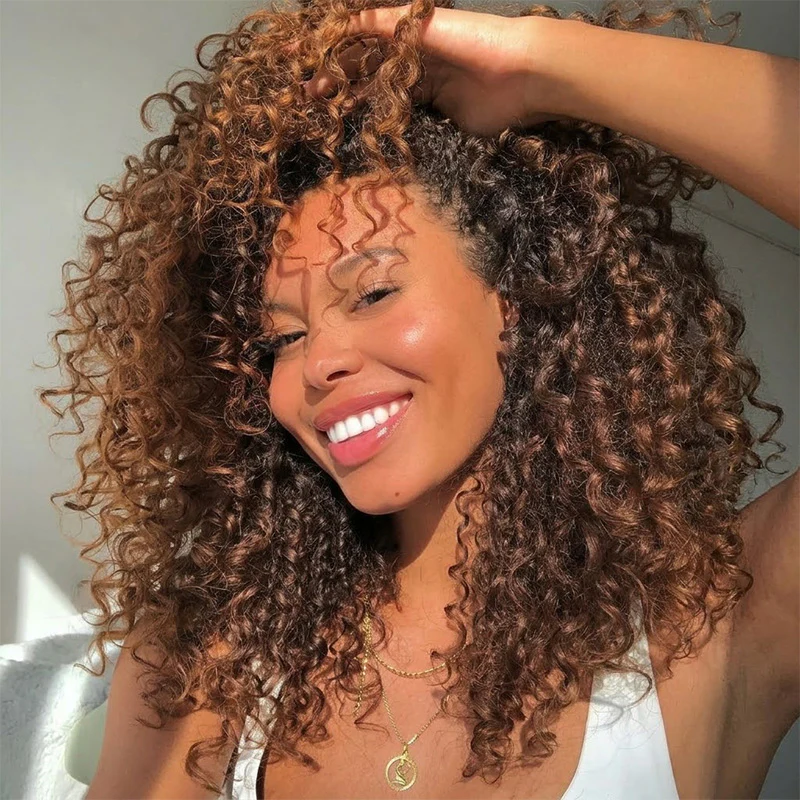 3 In 1 Half Wig | 300% Density Double Drawn Glueless Curly Human Hair Wig With Drawstring - Image 2