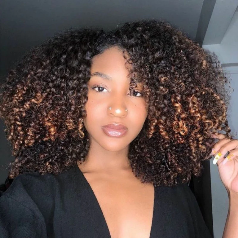 3 In 1 Half Wig | 300% Density Double Drawn Glueless Curly Human Hair Wig With Drawstring - Image 3