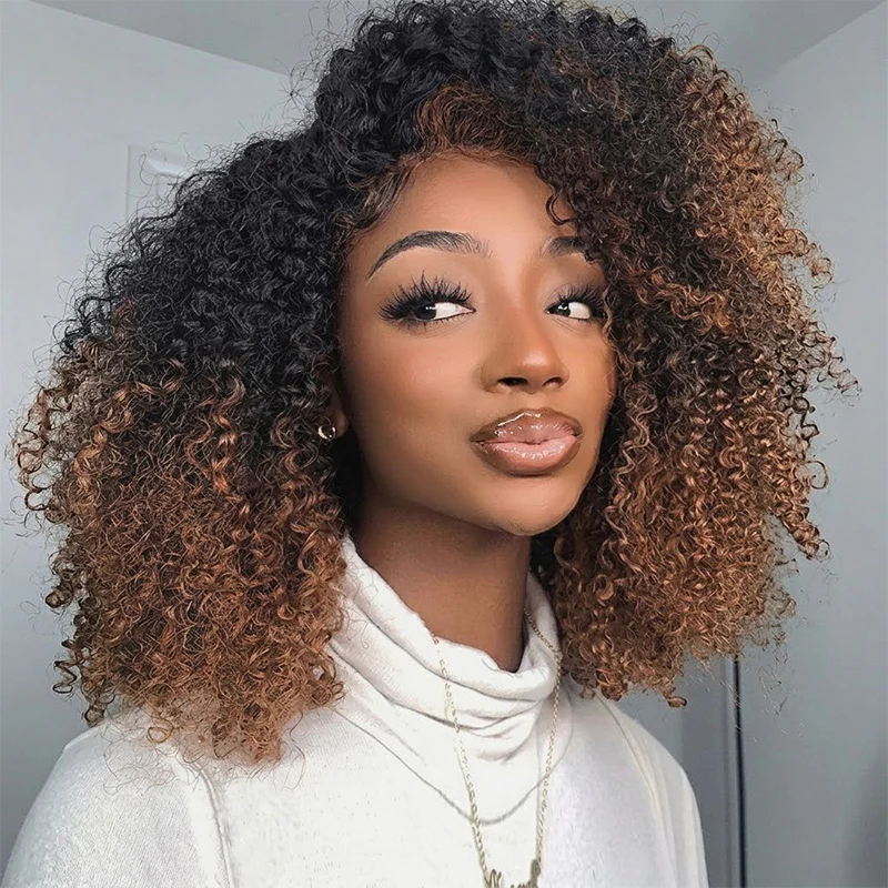 3 In 1 Half Wig | 300% Density Double Drawn Glueless Curly Human Hair Wig With Drawstring - Image 4