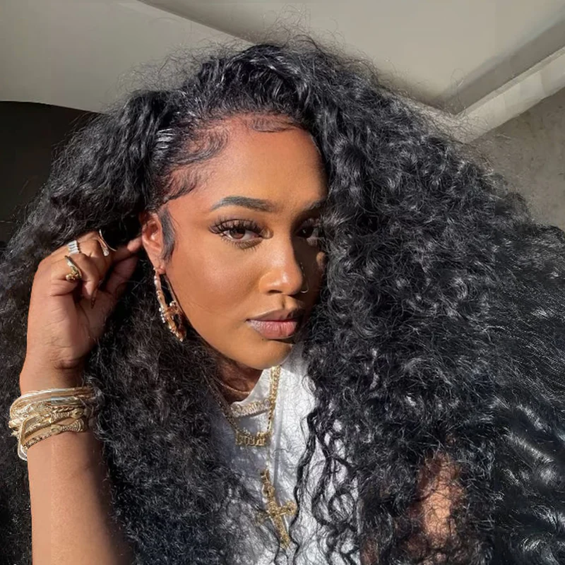 Wow $0.1 Lace Wig| Water Wave Put On & Go Invisible Drawstring Flip Over 3 In 1 Half Wig Flash Sale - Image 5
