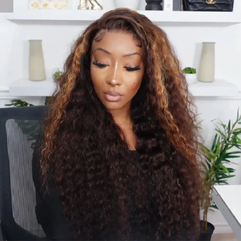 300% Density Bold Bounce Water Wave Highlight Blonde Glueless Wig - 7x5/13x4 HD Lace with Drawstring