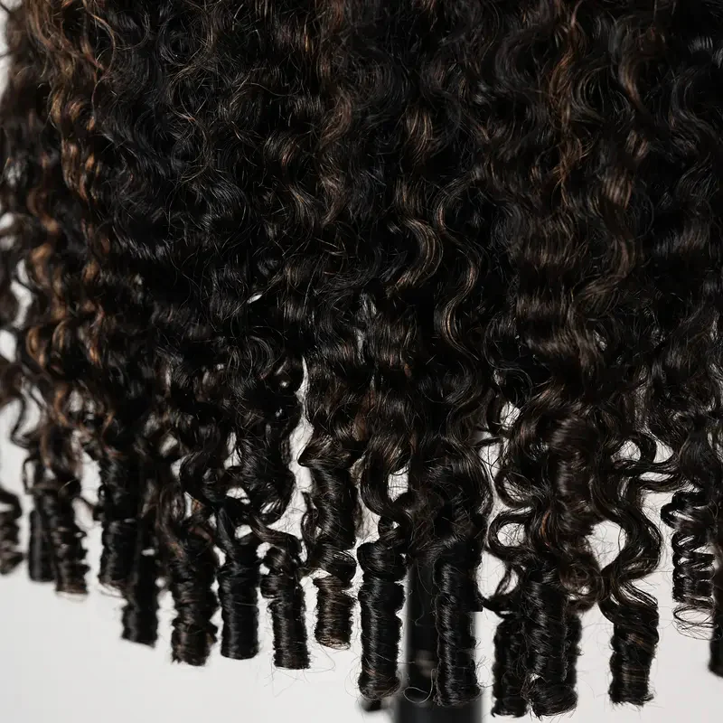 300% Density Burmese Curly Brown Highlight Glueless HD Lace Wig - Image 8