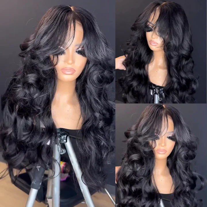 Wow $0.1 Lace Wig| Loose Wave Glueless Invisible 180% Lace Front Wig Curtain Bangs Flash Sale - Image 4