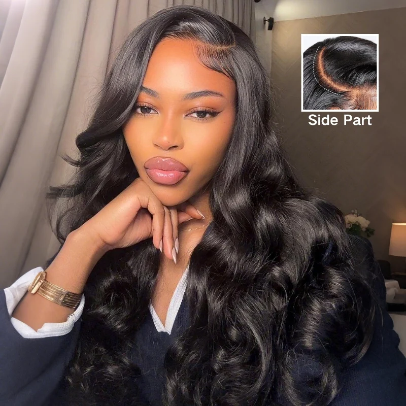 300% Density Side Part Body Wave Glueless 7x5 / 13x6 Lace Front Put On And Go Human Hair Wig - Amanda Hair