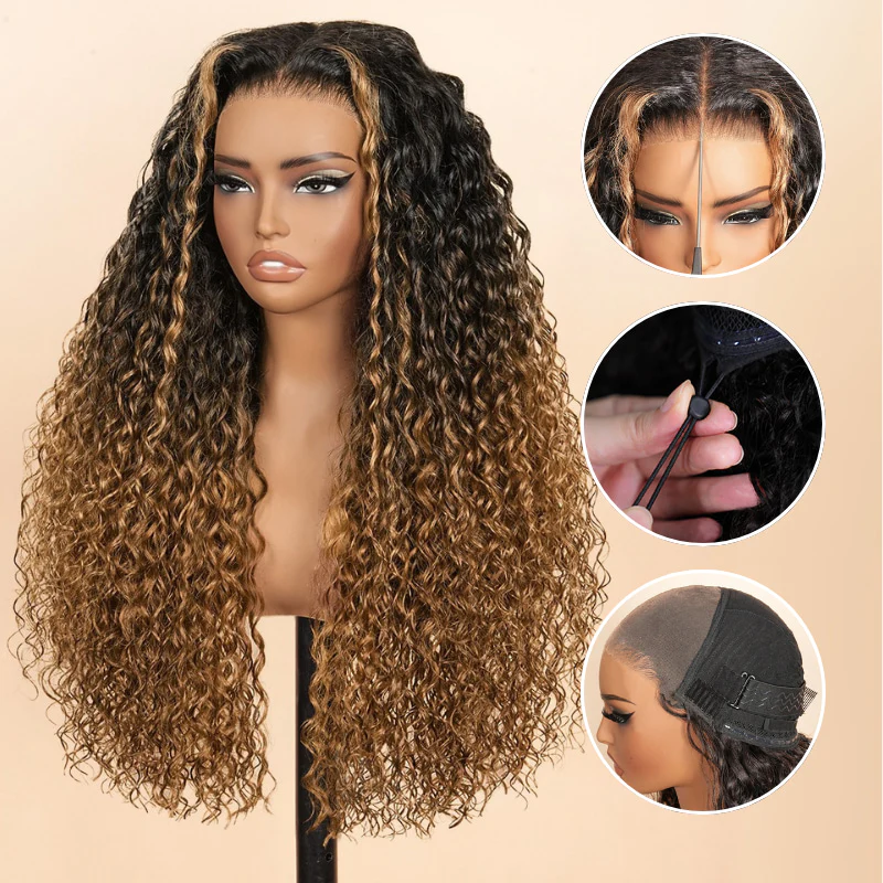 Glueless Water Wave 7x5 / 13x4 Transparent HD Lace Pull and Go Invisible Drawstring Human Hair Wigs - Image 6