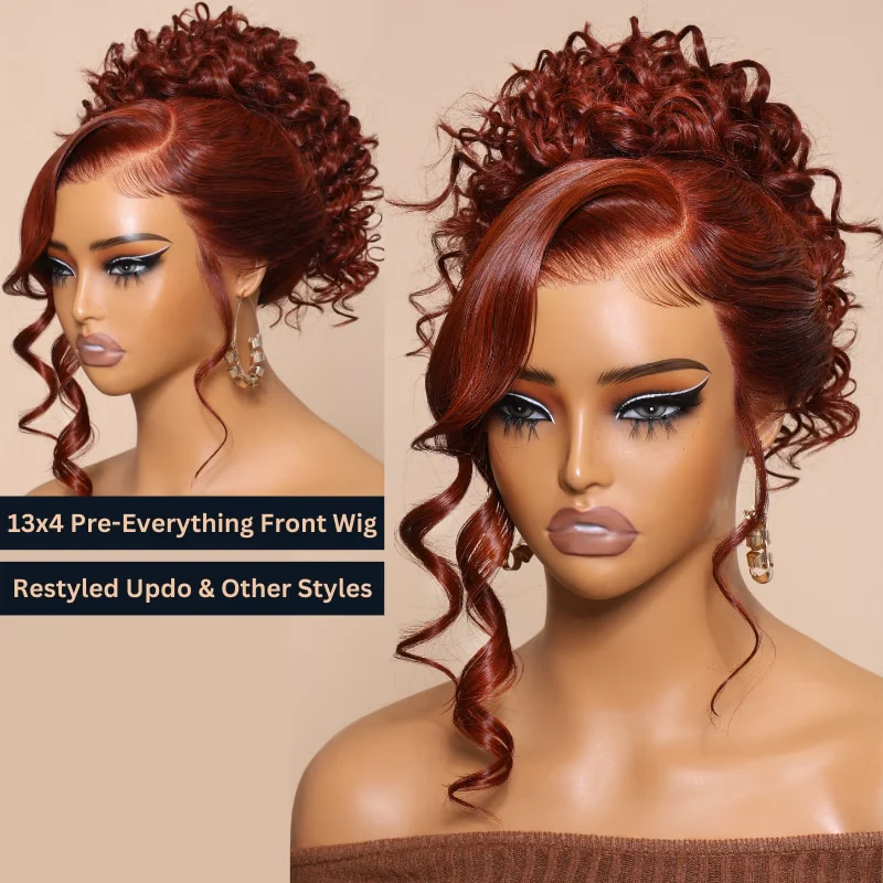 7x5 Lace Pre-styled Reddish Brown Body Wave Glueless Wig HD Transparent Lace Frontal Wig - Image 2