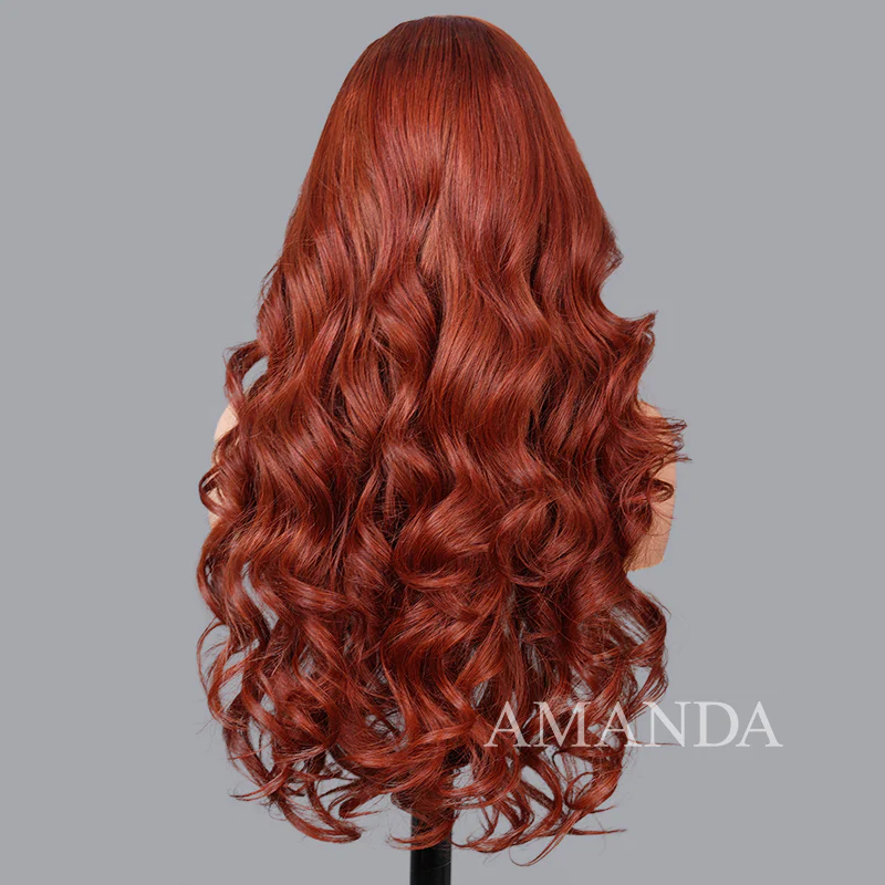 7x5 Lace Pre-styled Reddish Brown Body Wave Glueless Wig HD Transparent Lace Frontal Wig - Image 5