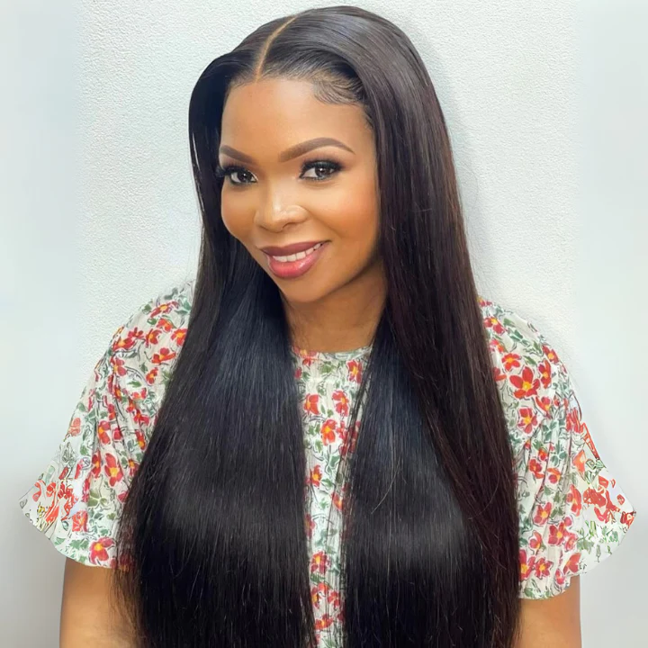 Add $30 for Extra Wig| Double Drawn Long Straight Hair Wigs 13x6 Clear Transparent Lace Frontal Wig 22"-26" Flash Sale - Image 5
