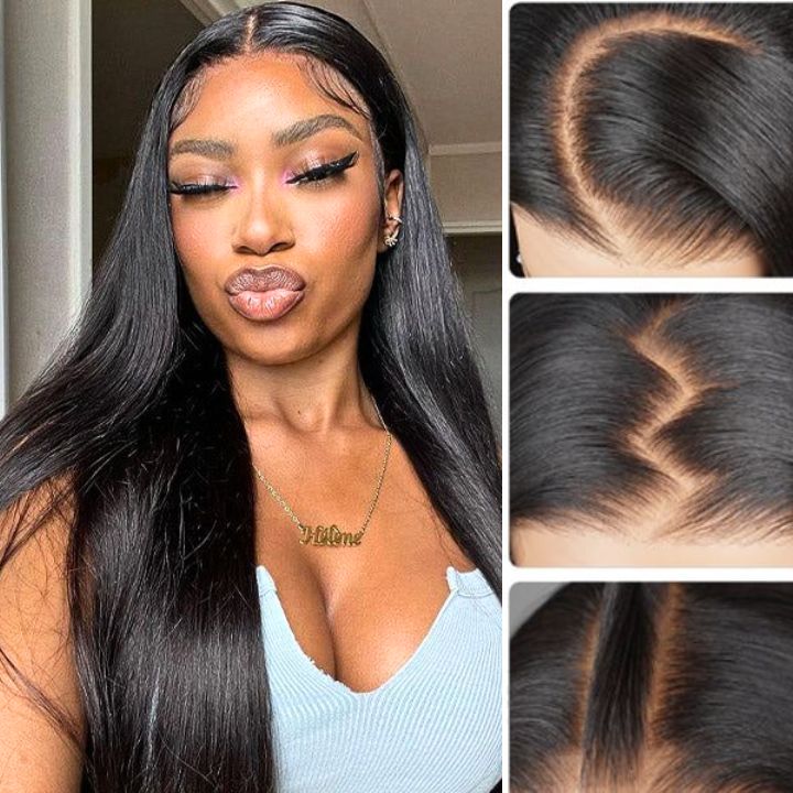 Add $30 for Extra Wig| Double Drawn Long Straight Hair Wigs 13x6 Clear Transparent Lace Frontal Wig 22"-26" Flash Sale - Image 6