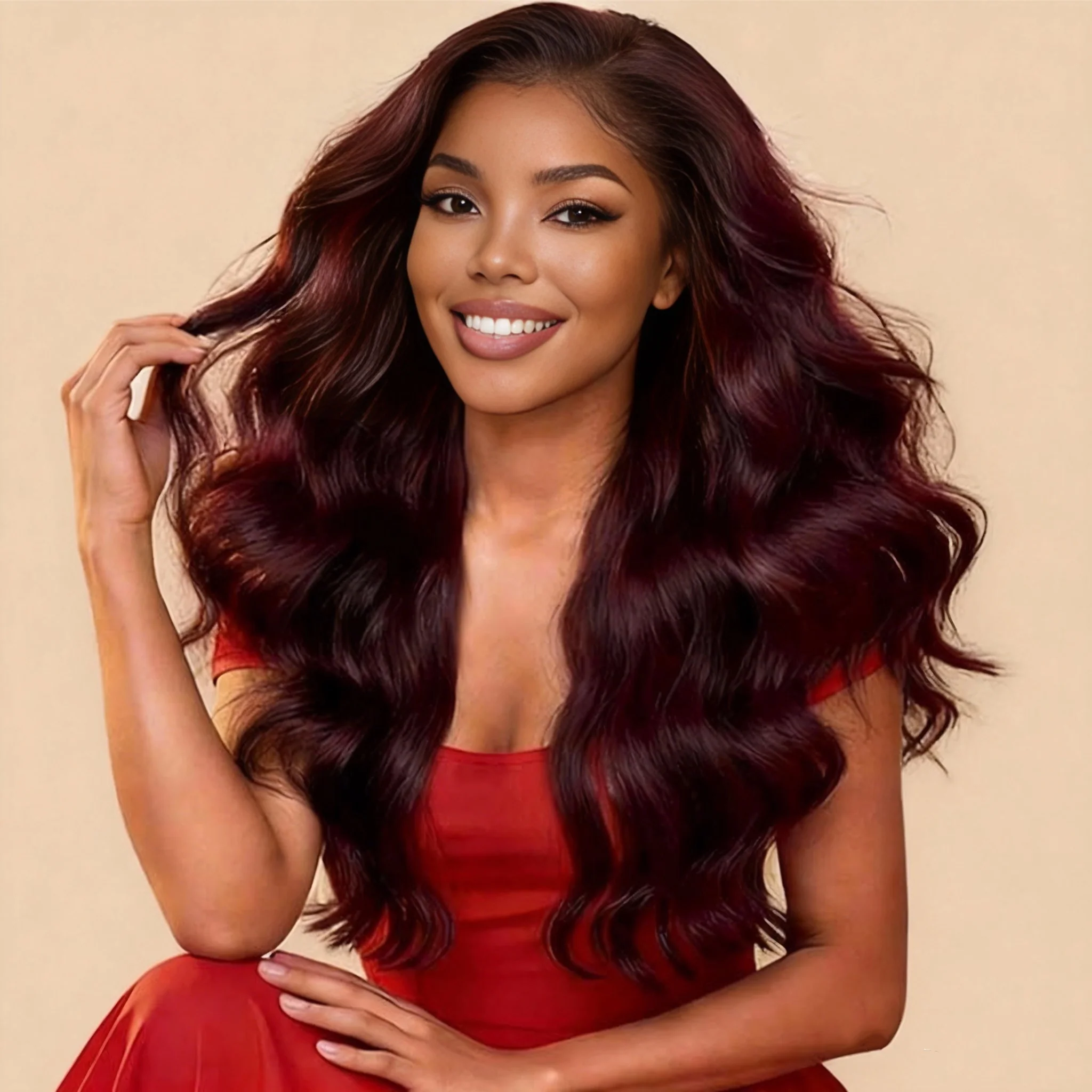 Add $40 for Extra 22" Wig| Glueless Dark 99J Burgundy Body Wave 13x4 HD Transparent Lace Front Wigs Flash Sale - Image 4