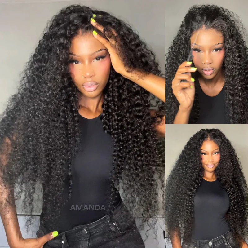 250% Density Long Curly 13x4 Lace Front Pre Everything Wig Glueless HD Transparent Lace 100% Virgin Human Hair Wigs - Amanda Hair - Image 4