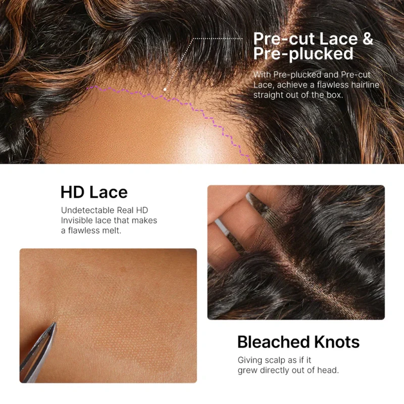 Amanda 300% Density 7x5 HD Glueless Lace Ombre Brown Kinky Curly Wig - Image 4