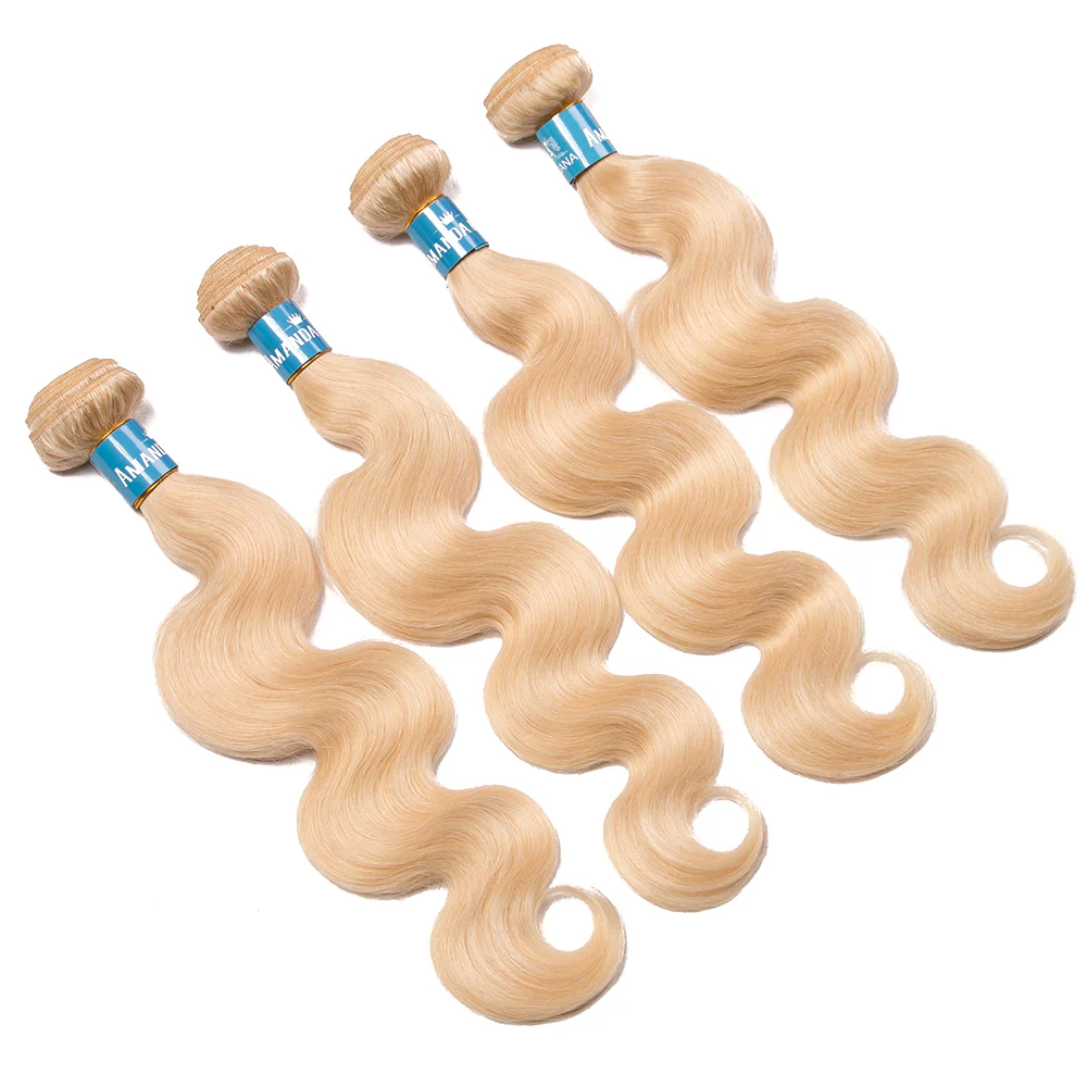 613# Blond Color Body Wave Hair Weave 4 Bundles 100% Human Hair - Amanda Hair