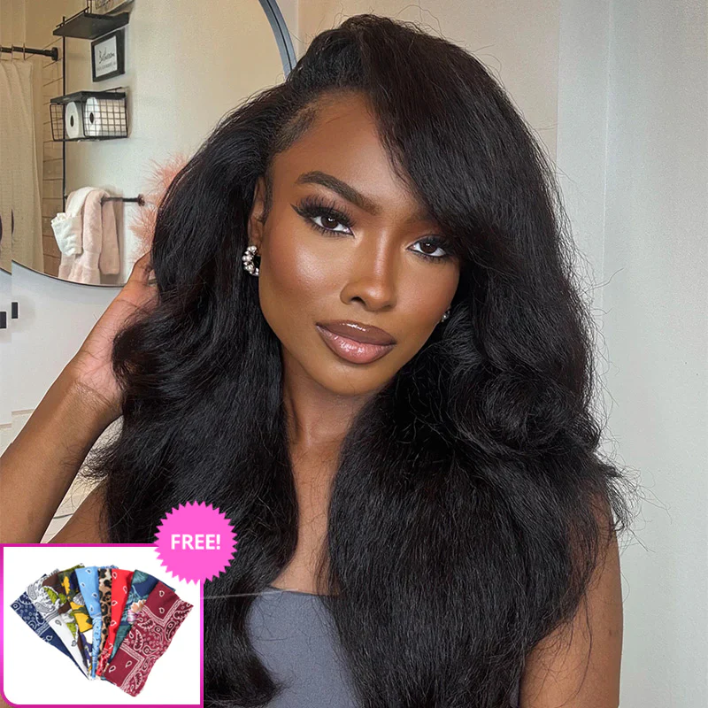3 In 1 Half Wig | Kinky Straight Glueless Put On & Go Invisible Drawstring Natural Hairline Beginner Friendly Flash Sale