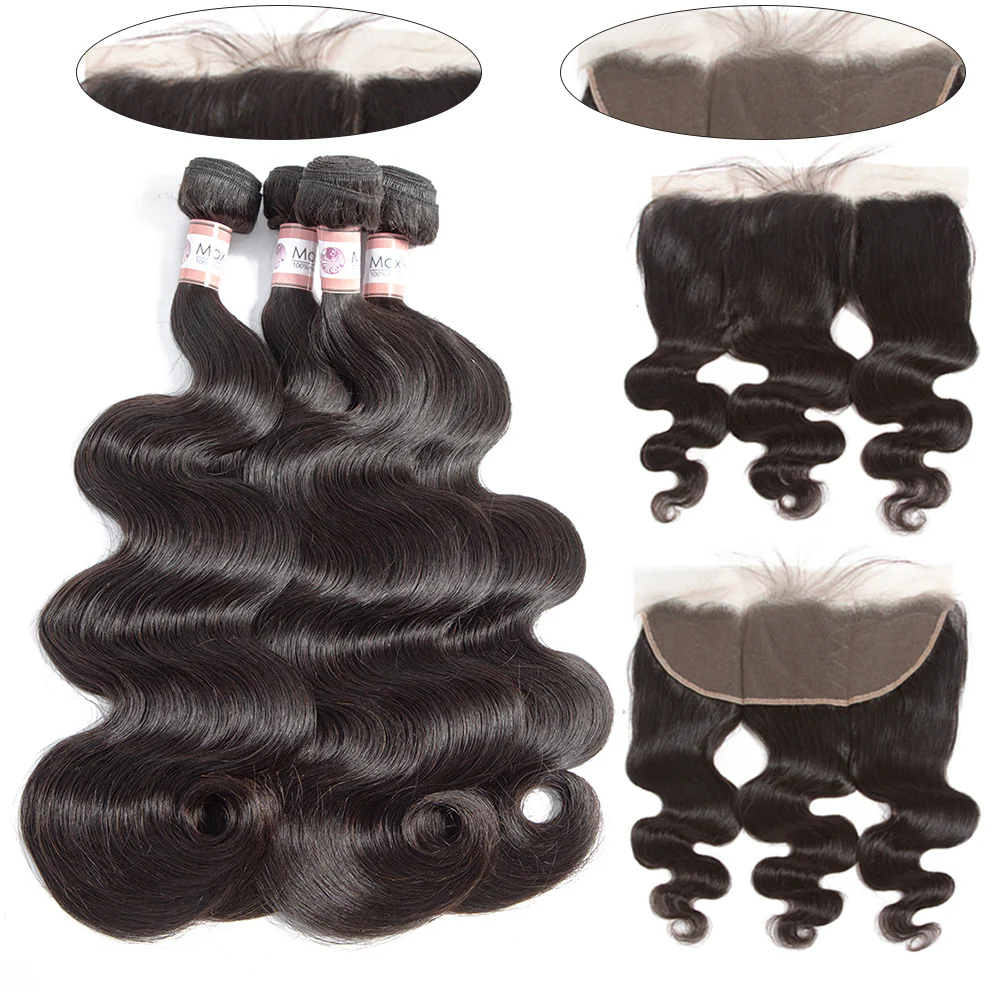Brazilian Body Wave 4 Bundles With 13*4 Lace Frontal 10A Grade 100% Remi Human Hair - Amanda Hair