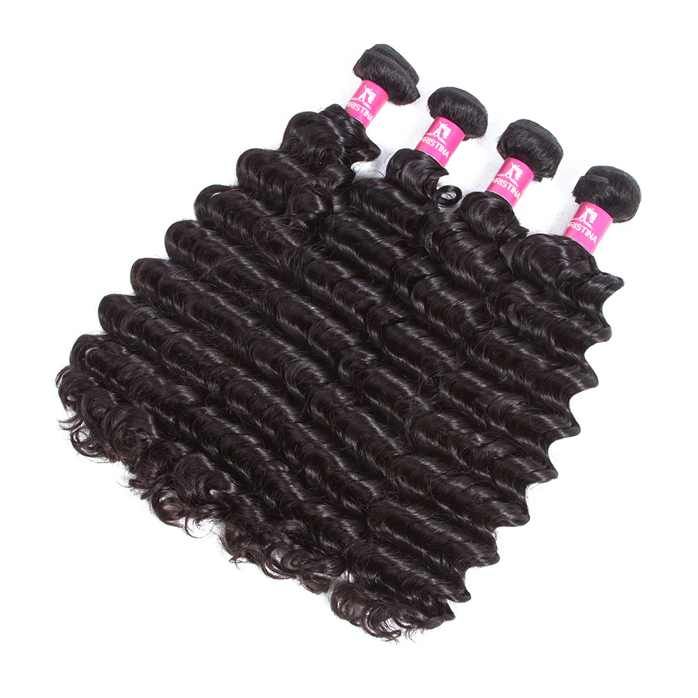 Deep Wave 4 Bundles With 13*4 Lace Frontal Brazilian Hair 10A Grade 100% Remi Human Hair Soft Shiny Wave Hair - Amanda Hair - Image 2