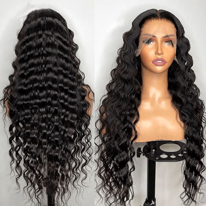 Glueless Loose Deep Wave Wigs Natural Color & Highlight Blonde Virgin Human Hair Clear Transparent  Lace Front Wig Pre Plucked Hairline 180% Density - Amanda Hair