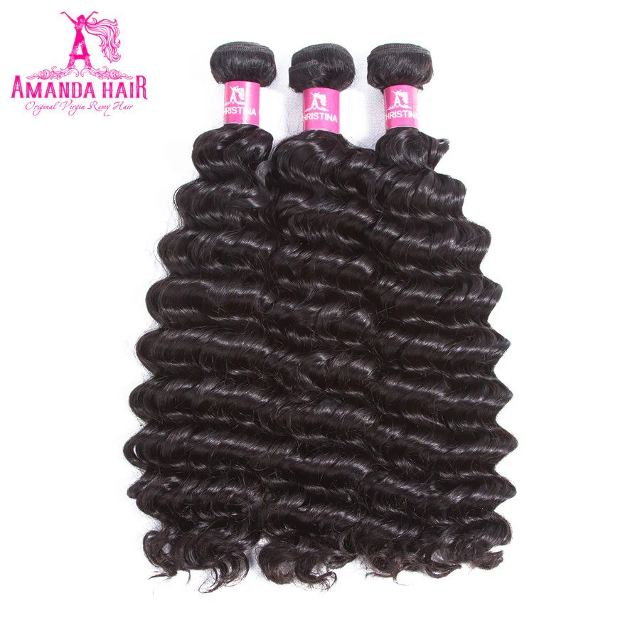 Human Hair Bundles Deep Wave Hair Bundles 28 30 Inch Remy Hair Bundles Weave 3/4 Bundles Human Hair Extensions - Amanda Hair