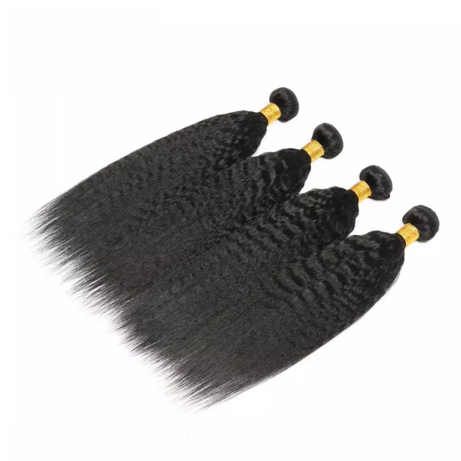 Amanda Indian Hair Kinky Straight 4 Bundles With 4*4 Lace Closure 9A Grade 100% Unprocessed Human Hair Hot Item - Image 2