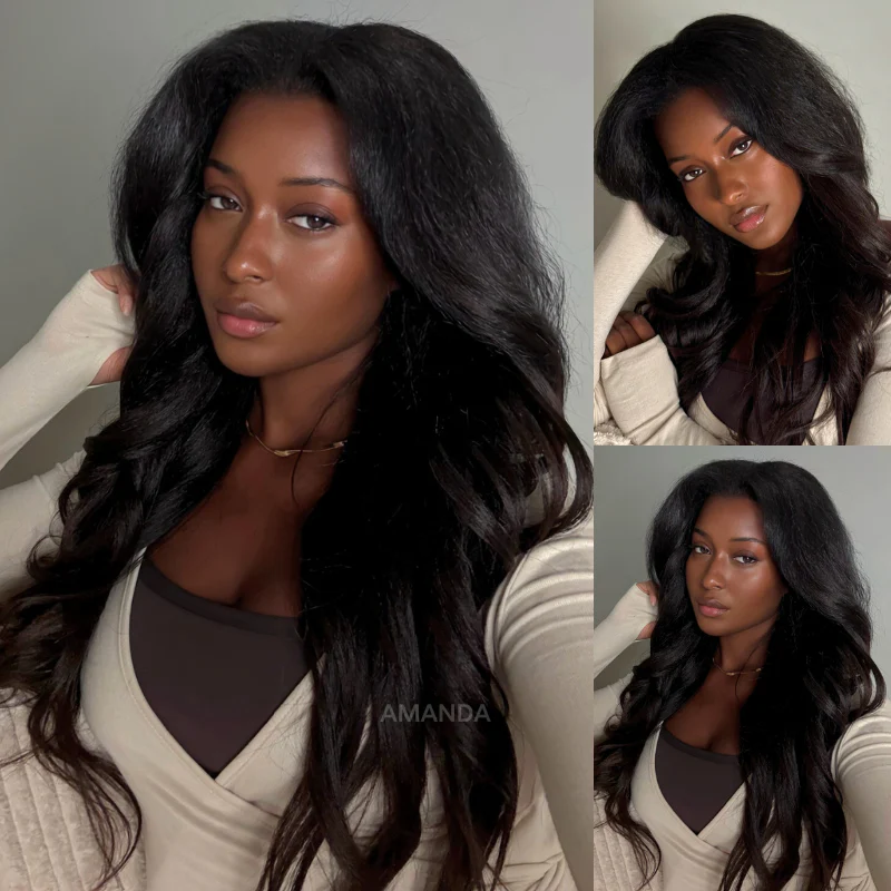 Kinky Straight 7x5 / 13x6 HD Transparent Lace Front Wigs 100% Human Virgin Hair For Women -Amanda Hair