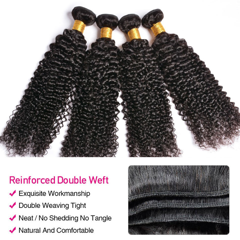 Amanda Malaysian Hair  Curly 4 Bundles With 4*4 Lace Closure 10A Grade 100% Remi Human Hair - Image 2