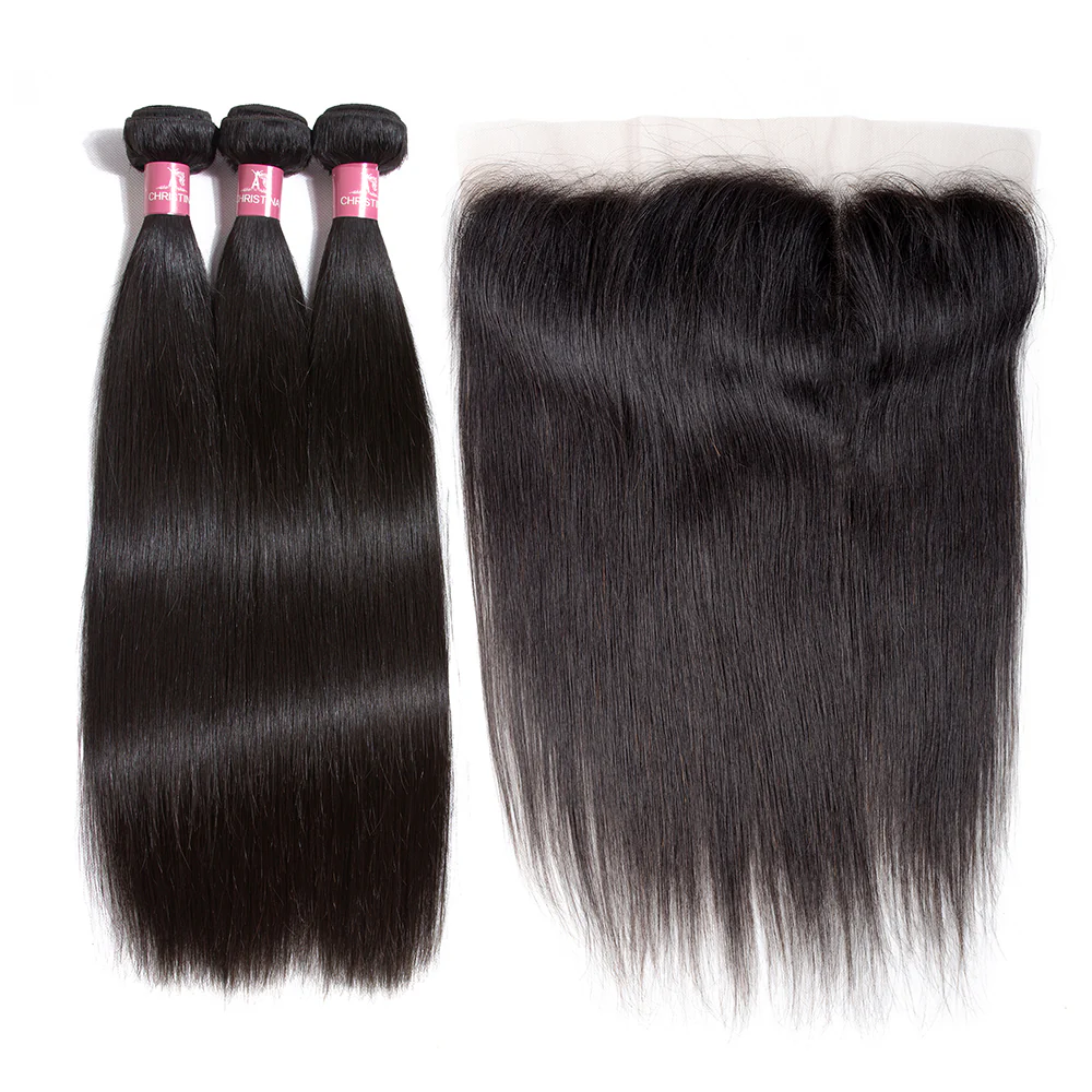 Amanda Peruvian Straight Hair 3 Bundles With 13*4 Lace Frontal 10A Grade 100% Remy Human Hair - Image 2