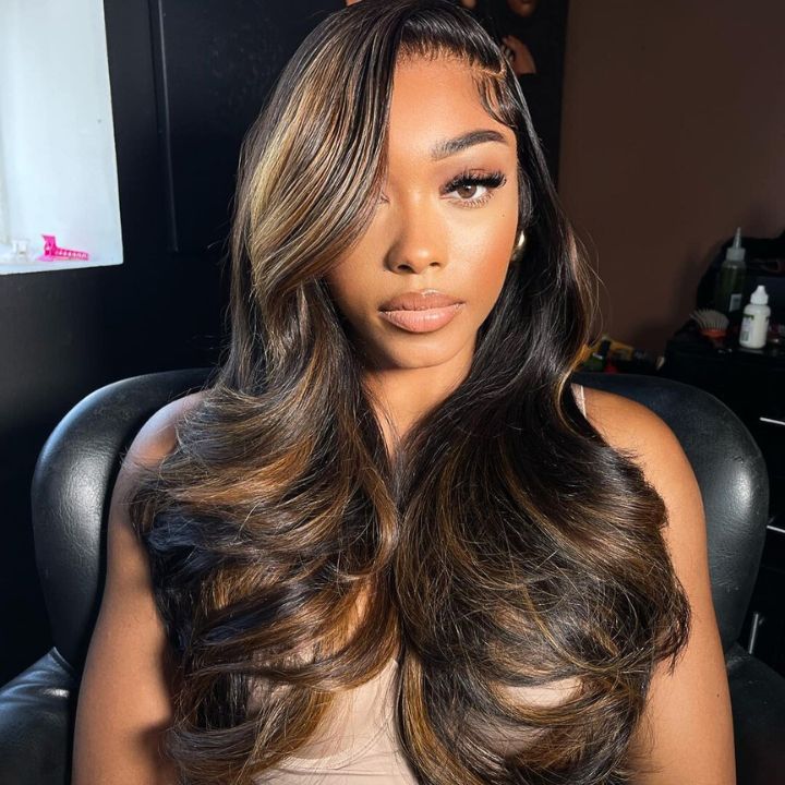 Blayage Highlight 1B/30 Color Body Wave Human Hair 13x4 Lace Front Wigs - Amanda Hair