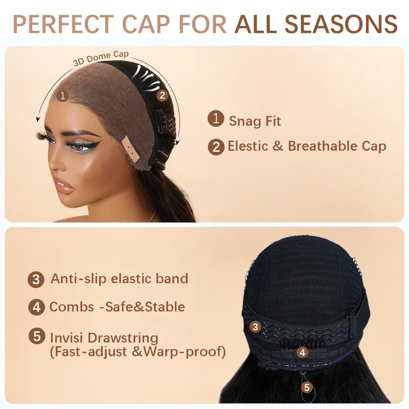 300% Density Water Wave 13x6 Full Lace Glueless Wigs Invisible Drawstring Put On and Go Wig - Amanda Hair - Image 8