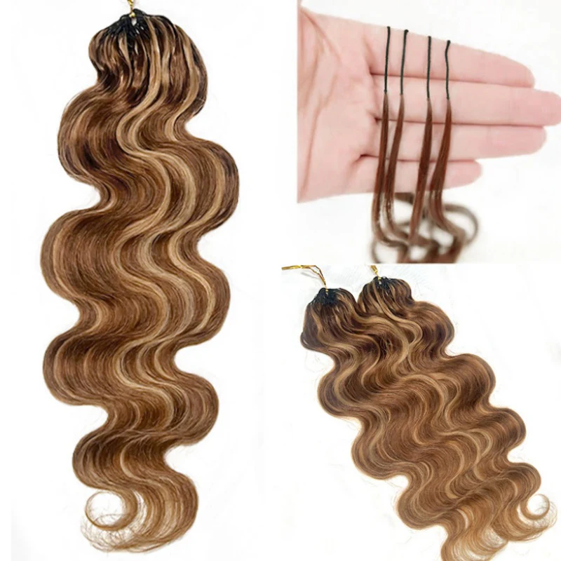 Body Wave Feather Crochet Human Hair for Miracle Knots Boho Braids | Honey Blonde & Brown Highlights - Image 12