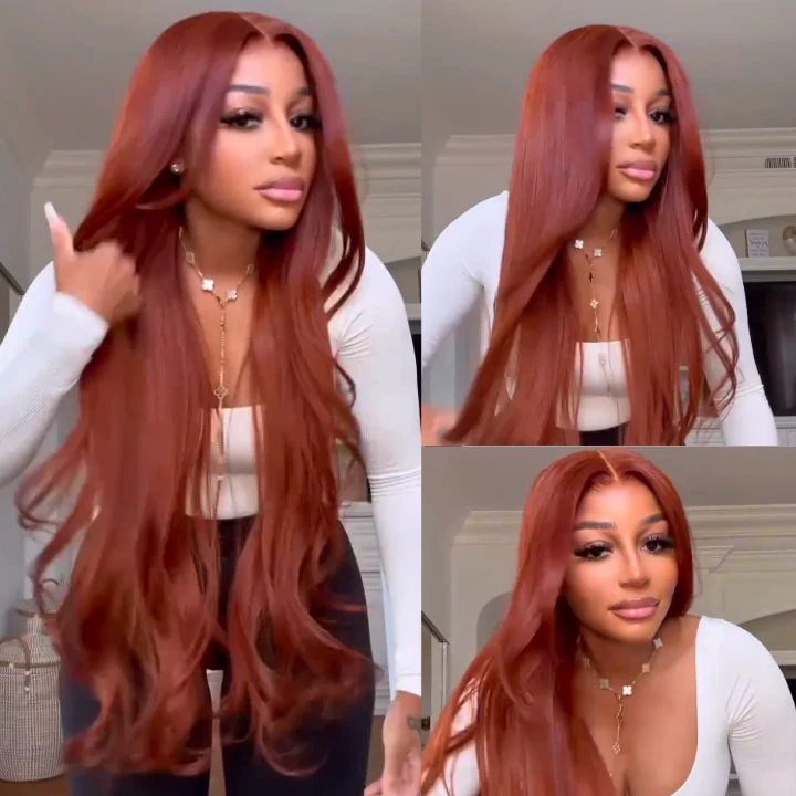 Extra 60% OFF |Body Wave Glueless Reddish Brown Wear Go 6*4 Lace Closure Wigs Flash Sale - Image 4
