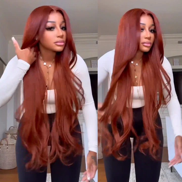 Extra 60% OFF |Body Wave Glueless Reddish Brown Wear Go 6*4 Lace Closure Wigs Flash Sale - Image 5
