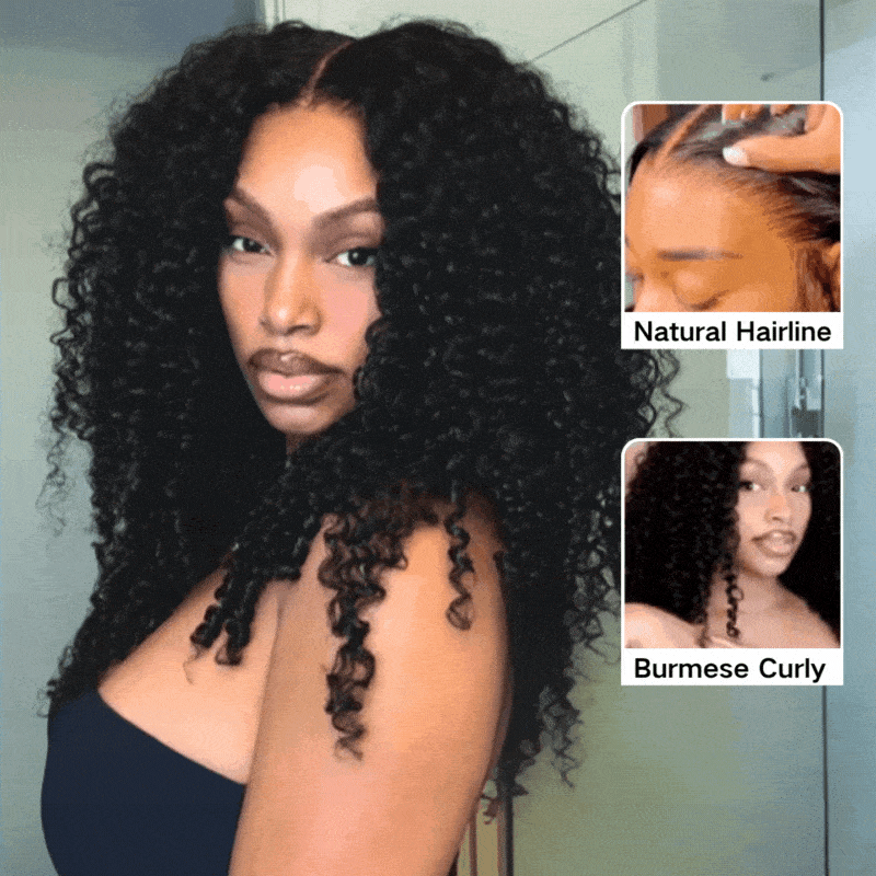 Bogo Flash Sale| Glueless Honey Blonde Water Wave 13x4 Lace Front Wig + Burmese Curly End Glueless 7x5 Lace Wig 200% Density Double Drawn - Image 5