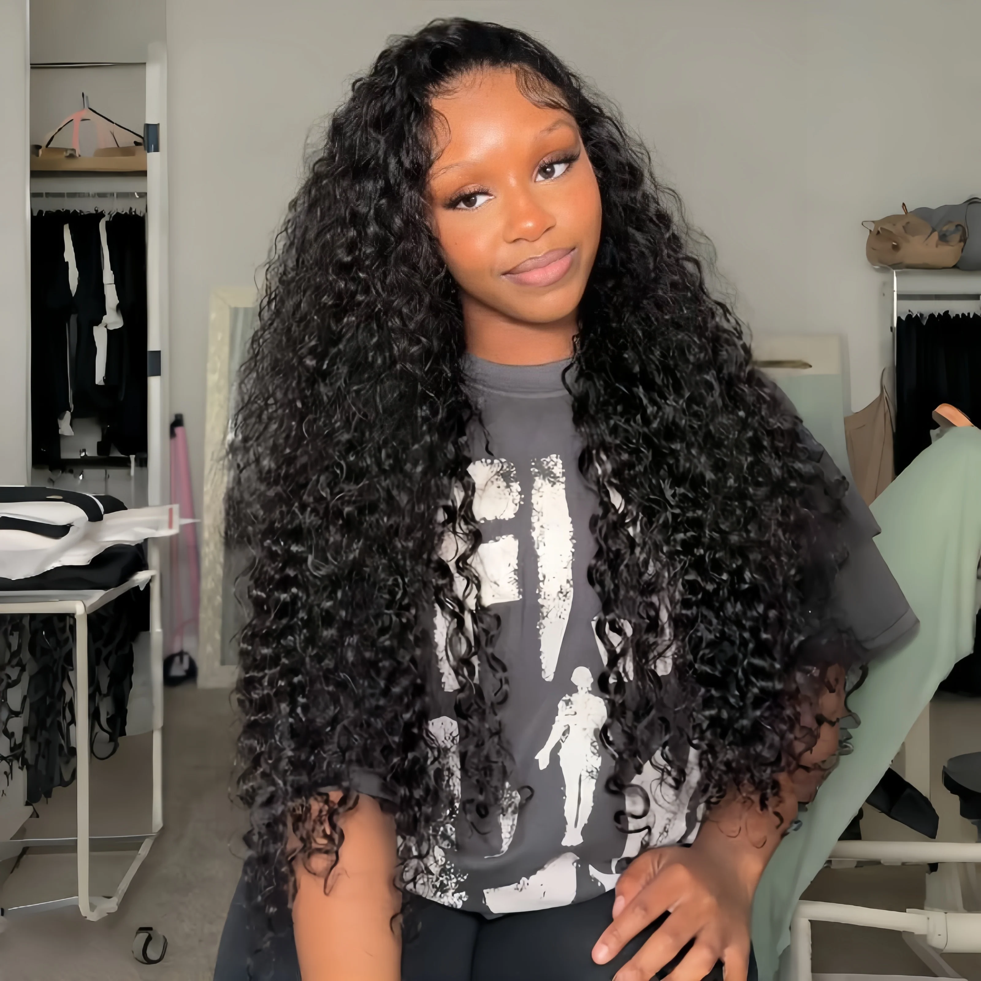 Bogo Flash Sale| Pre Everything Long Curly Hair 13x4 Lace Frontal Wig + Yaki Straight Chestnut Brown Ombre Color New V Part Wig - Image 4