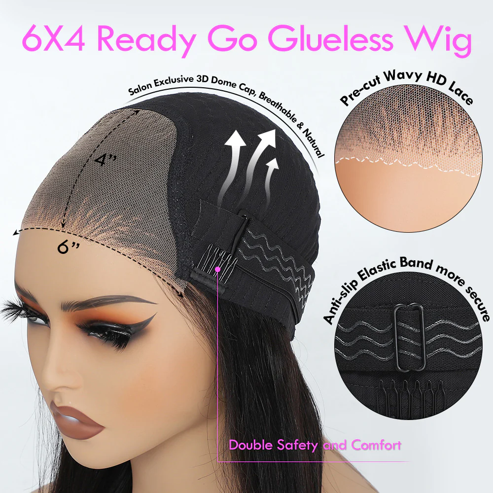 Bogo Flash Sale| Top-Selling Loose Wave Glueless 6x4 Lace Wig with Curtain Bangs + Long Water Wave Reddish Brown 7x5 Lace Wig - Image 8