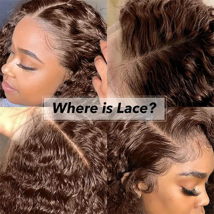 Brown Glueless Water Wave 13x4 Clear Transparent HD Lace Front Wigs Precut Everything -Amanda Hair - Image 2
