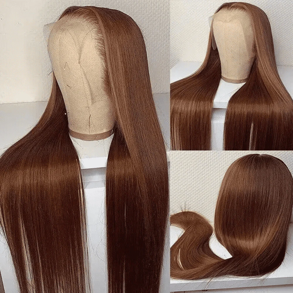 Dark Brown Lace Front Wigs Transparent Lace #4  Colored Human Hair Wigs-Amanda Hair - Image 5
